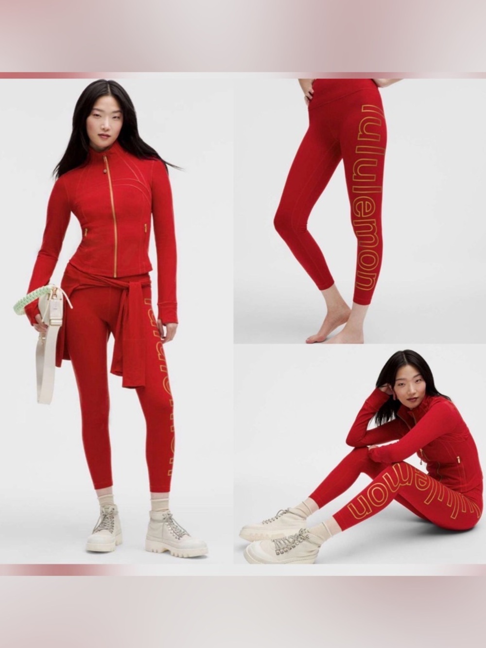 lululemon Lunar New Year Dark Red HR 25” leggings size 8